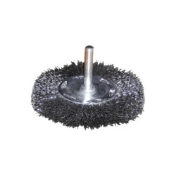 Brosse métal sur tige 6mm fil ondulé Ø70 mm
