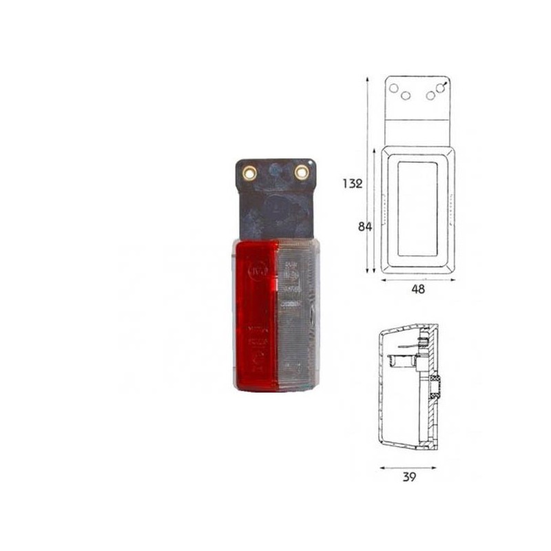 Feu de gabarit rouge blanc sur platine 84X48X38mm
