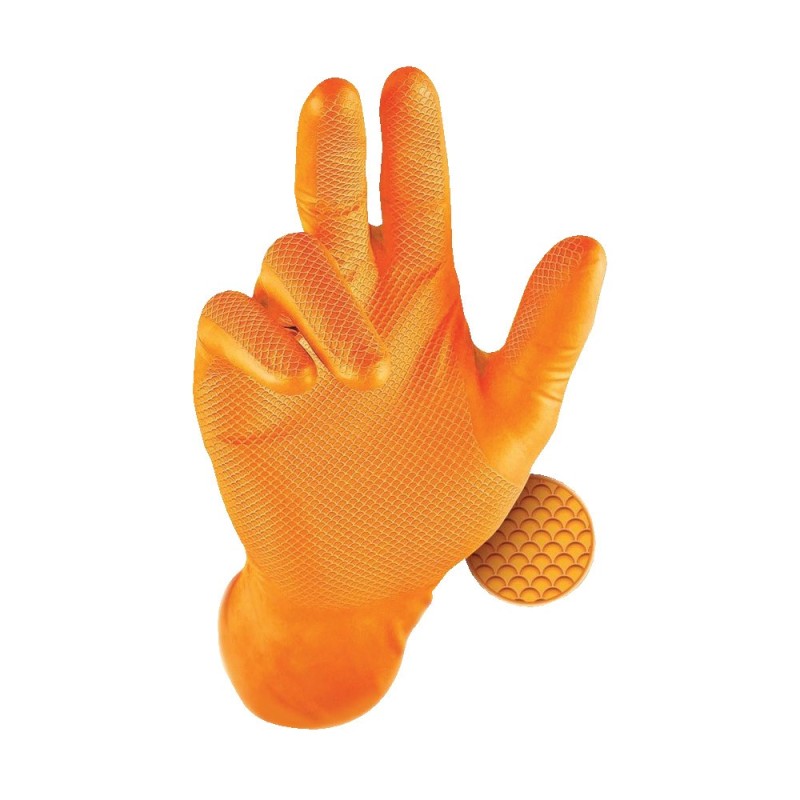 GANT NITRILE GRIPPAZ ORANGE TEXTURE BOITE DISTRIBUTRICE DE 50PCS XXL