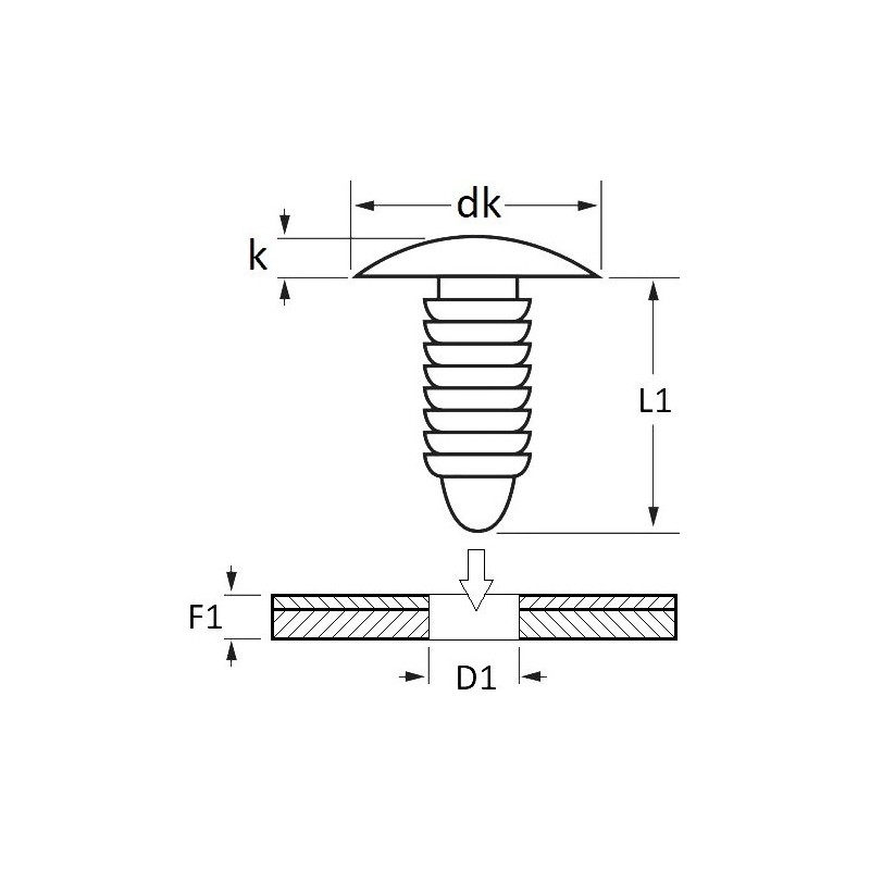 Agrafe de garnissage 11277 panneaux de portes Ø5.5 mm