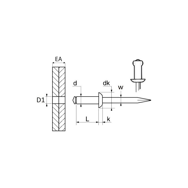 SACHET RIVETS 11125 GARNISSAGE Ø POINCONNAGE 6A6,5MM