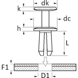 RIVET PLASTIQUE 10185 CLIPS ECROU Ø poinçon 8,2 PARE CHOC TWINGO