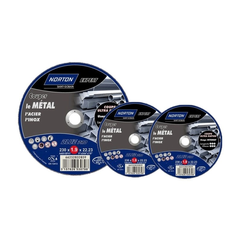 Disques à tronçonner pour machine portative et fixe pour Acier/ Inox Ø350mm Ep. 2,5mm plat