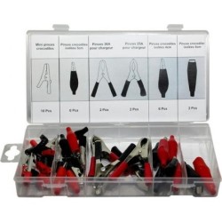 Coffret assortiment 28 pinces crocodiles différentes tailles