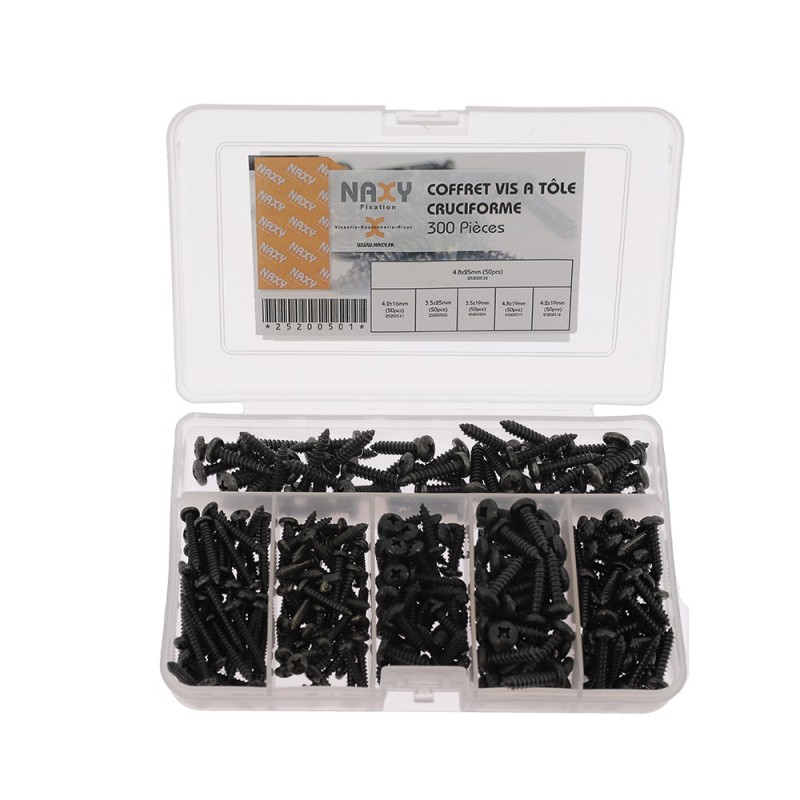 Coffret vis à tole cruciforme 300 pcs
