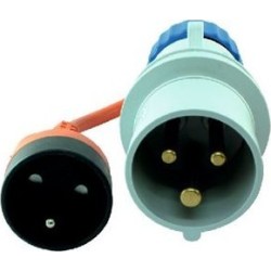 Adaptateur de prise femelle française et fiche male CE17-2P+T