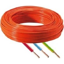 FIL ELECTRIQUE RIGIDE H07VU 1,5mm² Bobine 100m ORANGE