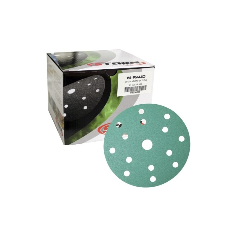 Disques abrasifs support film velcro M-RAUD 15 trous - Ø150mm - Grain 800