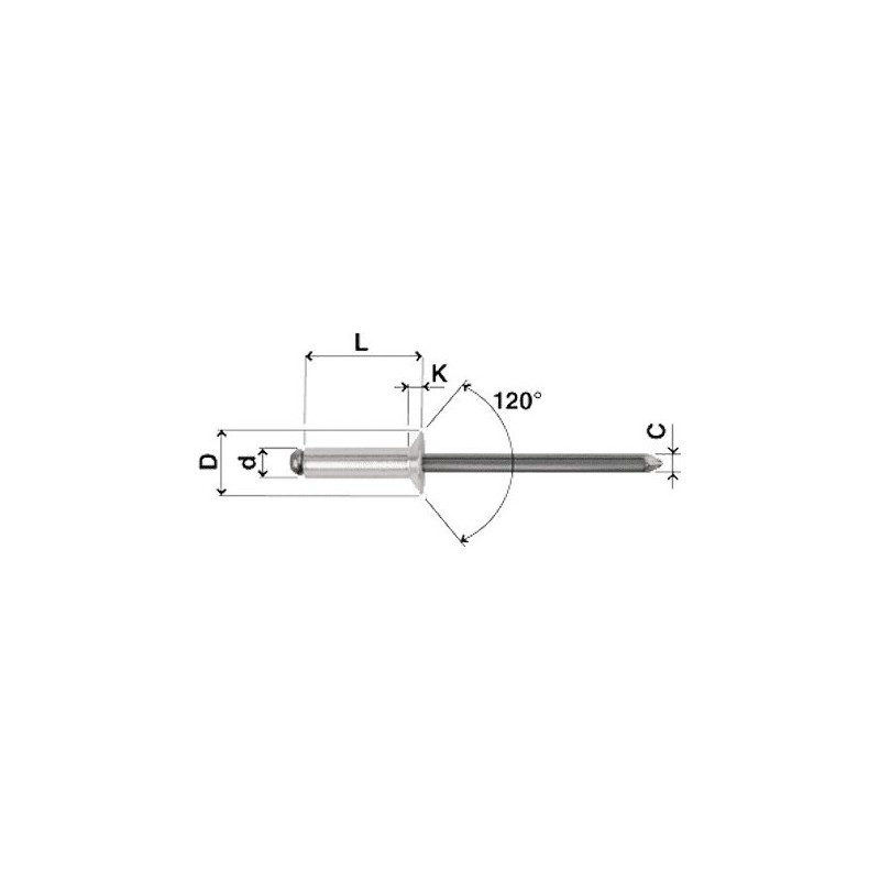 RIVET TETE FRAISEE 4.8 x18 TETE 10
