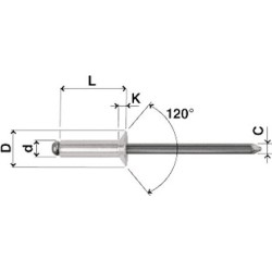 RIVET TETE FRAISEE 4 x10 TETE 8