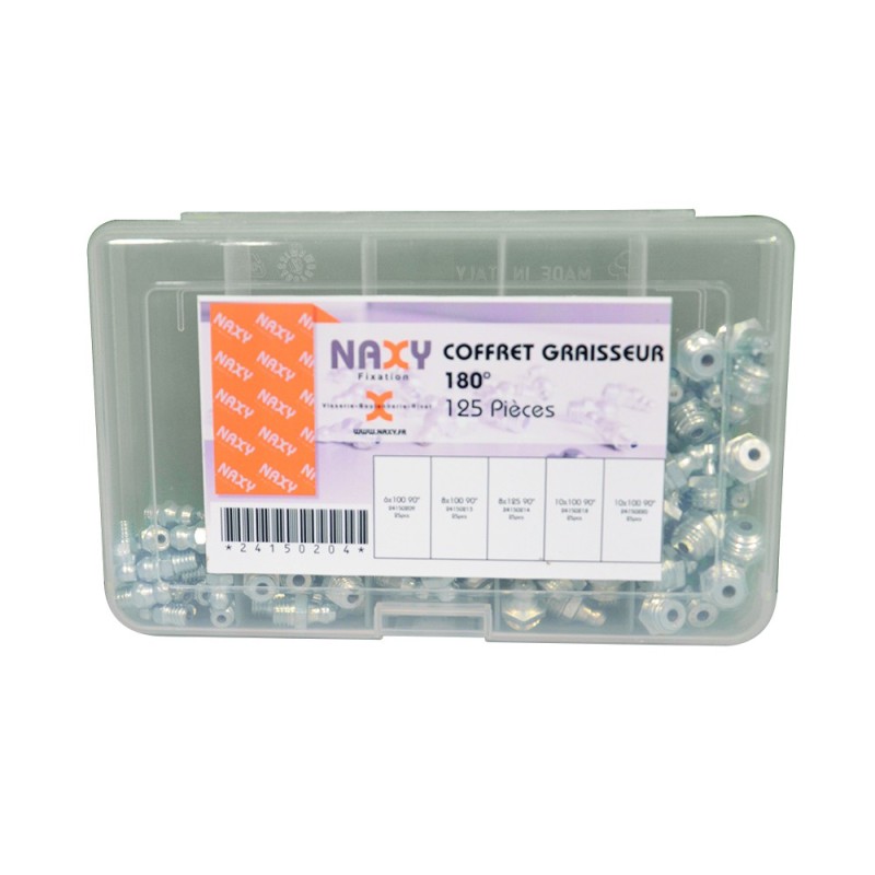 Coffret assortiment graisseurs 180° 125 pièces