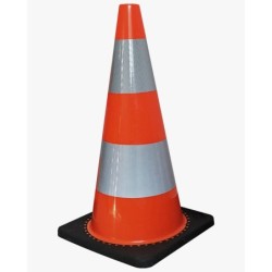 Cone de sécurité PVC 700mm classe 2 2bandes pied caoutchouc
