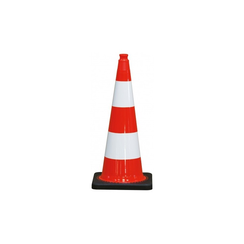Cone de sécurité PVC 750mm 2 bandes pied leste