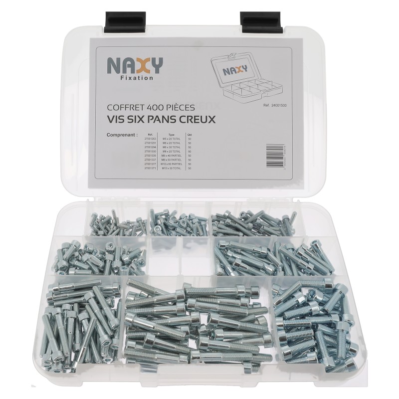 Coffret assortiment vis 6 pans creux 400 pièces