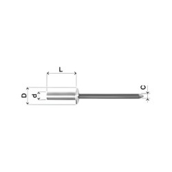 RIVET TETE PLATE ETANCHE 4.8x22 ALU ACIER