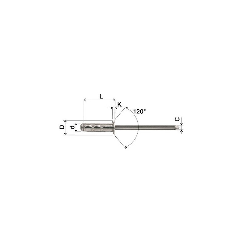 RIVET TETE FRAISEE MULTI SERRAGE ALU ACIER 4.8x17 TETE 8.5