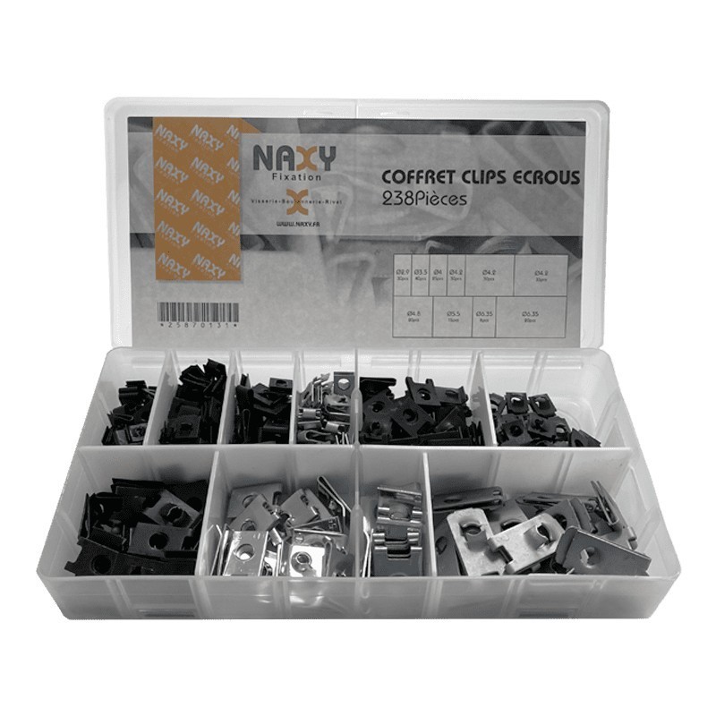 Coffret clips écrous 238 PIECES
