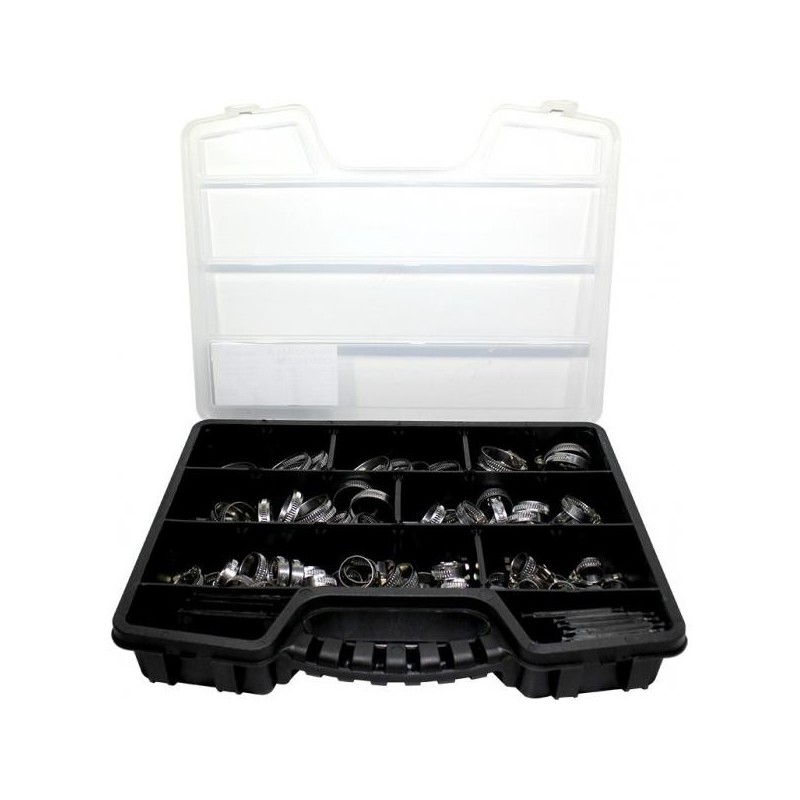 Coffret assortiment colliers inox de serrage 100 pièces