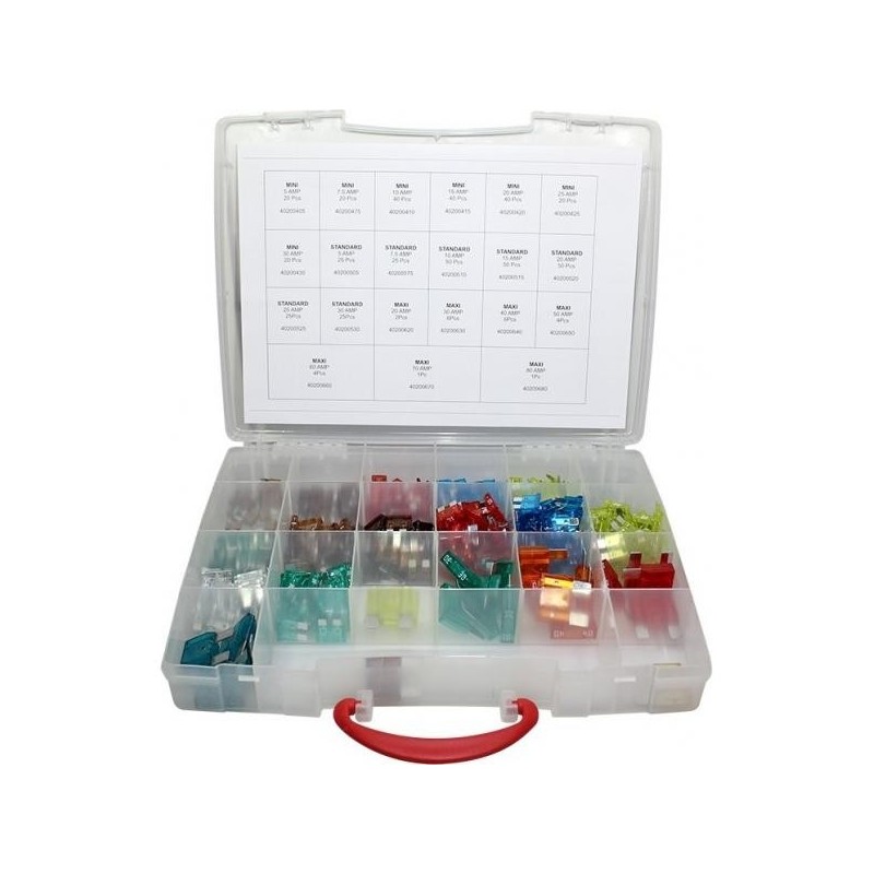 Coffret panachés 474 fusibles format mini, standard, maxi