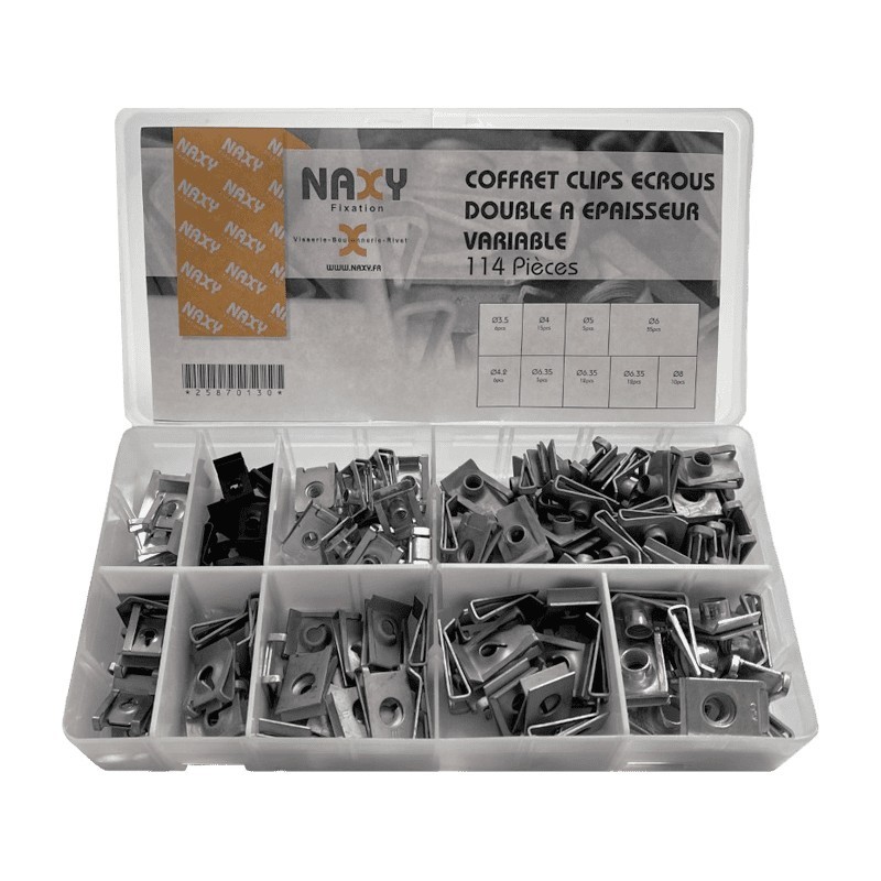 Coffret clips à double épaisseur 70130 114 PIECES