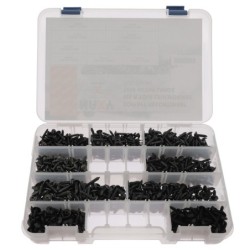 Coffret vis à tole cruciforme tête extra large noire 1000PCS