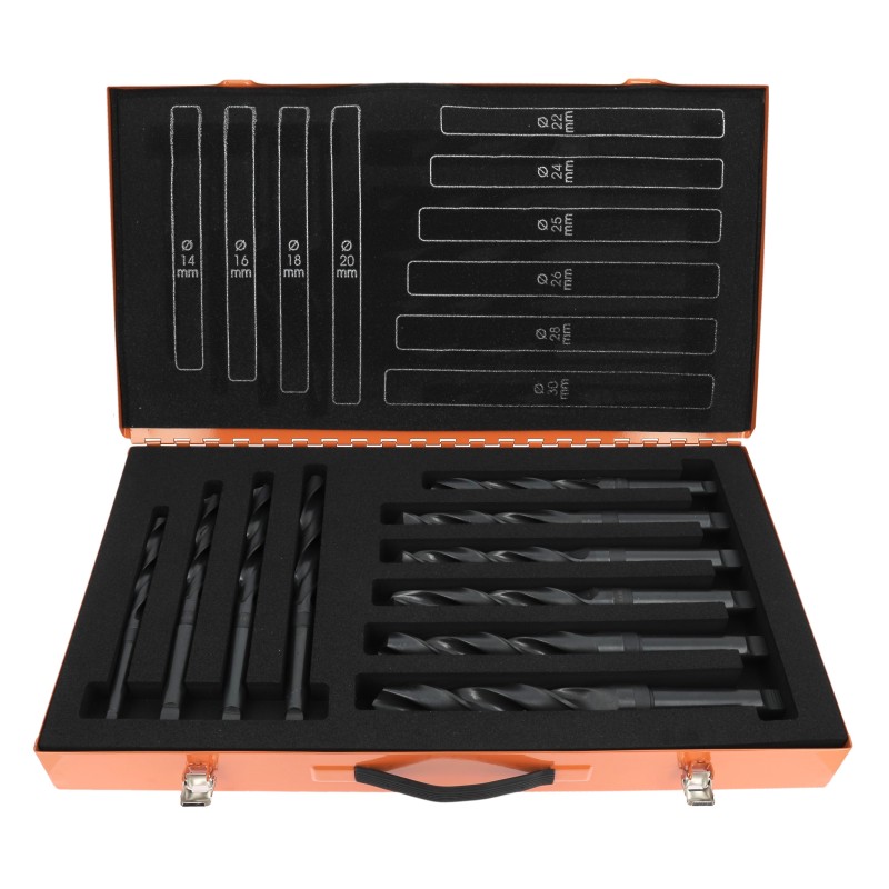 Coffret foret HSS queue conique Ø14, 16, 18, 20, 22, 24, 26,28,30 mm