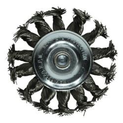 Brosse métal sur tige 6mm fil torsadé Ø 100mm 4500TR/MIN